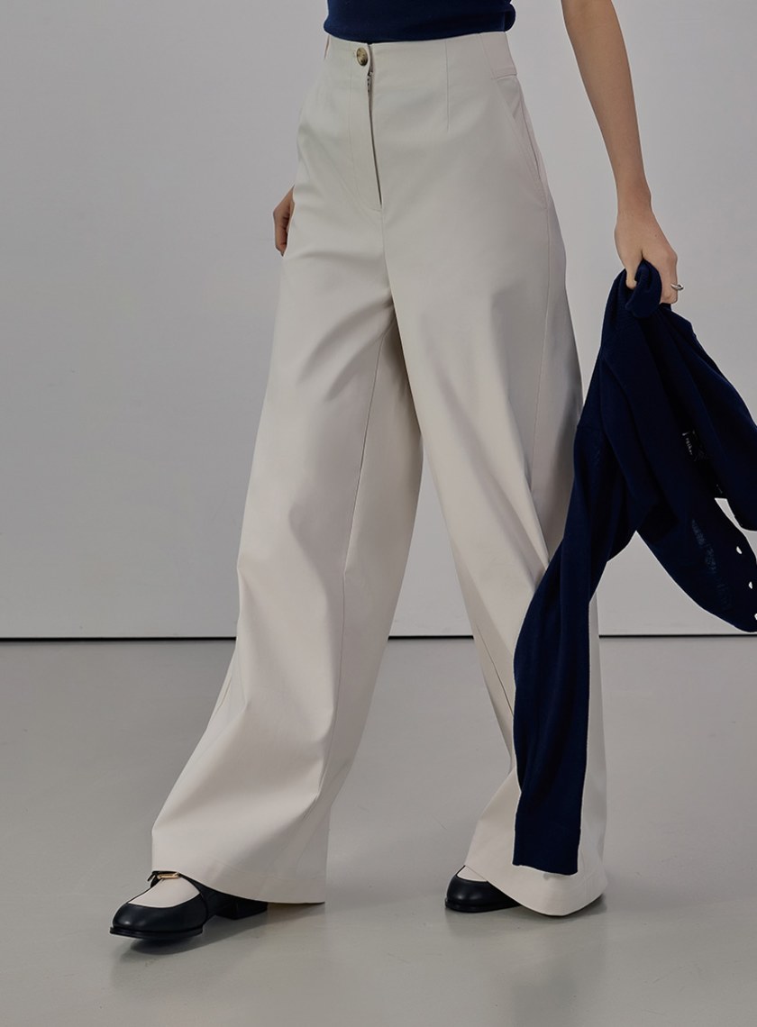 率性風衣料落地寬褲